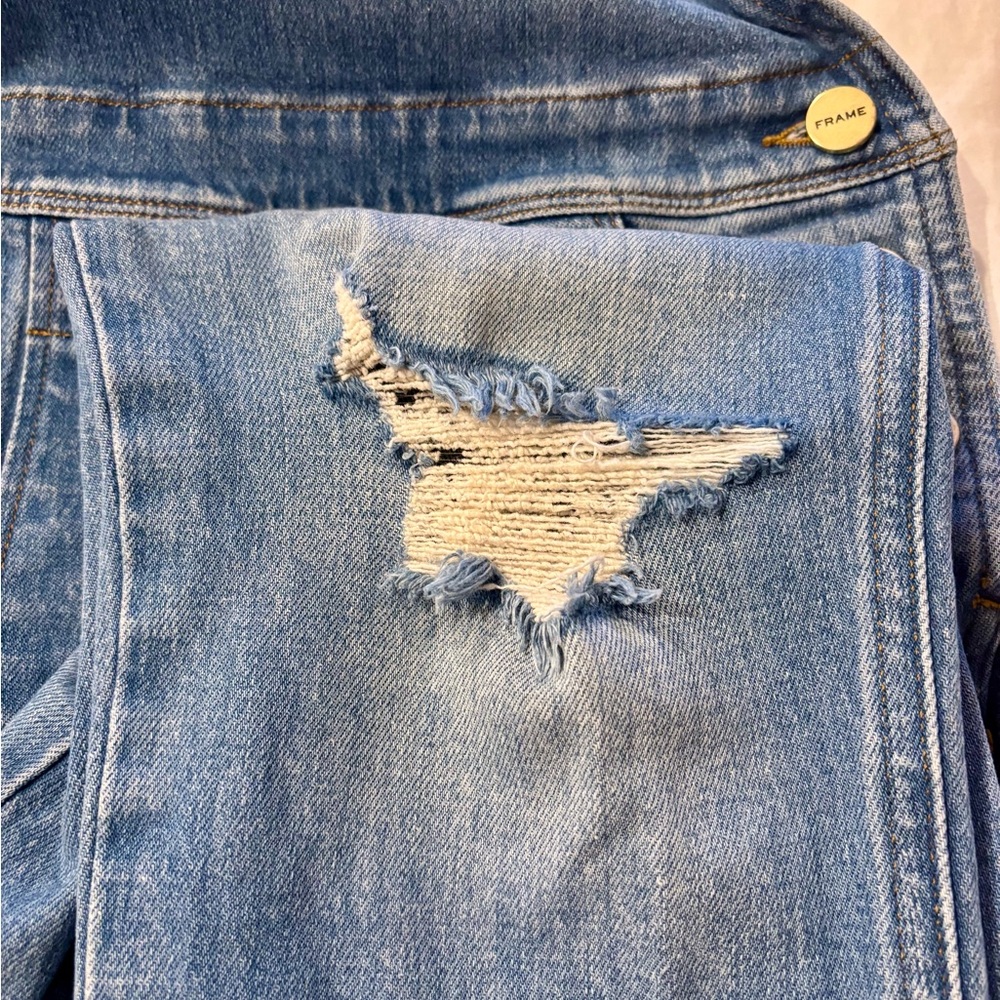 Frame Le Garçon Crop Boyfriend Distressed Denim Overalls - Picture 7 of 9